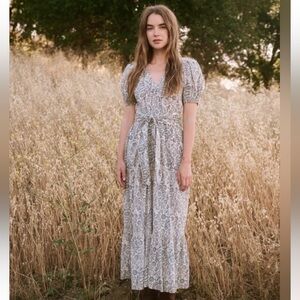 The GREAT. The Dakota Dress Heather Grass Block Print size 1